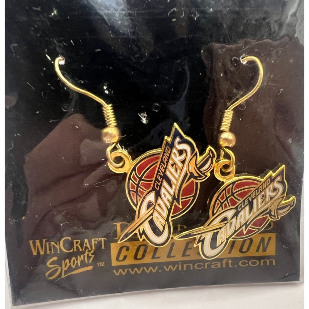 Cleveland Cavaliers Earrings WinCraft NBA Logo Gold Tone Hook New In Package